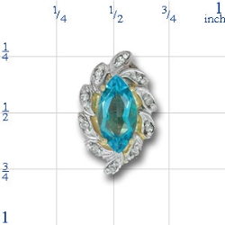 A1838 14K MARQUISE BLUE TOPAZ 7 DIAMOND SLIDE 